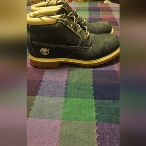 SOLD-Timberland Women's  Navy and Tan Boots Size 10